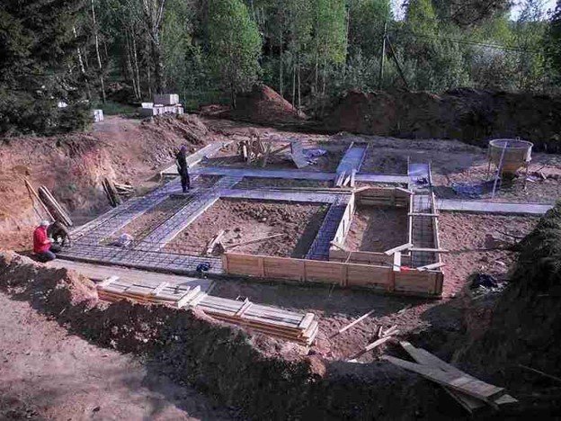 Concrete foundation installation with footing layout and excavation for residential build in Parma Heights, OH